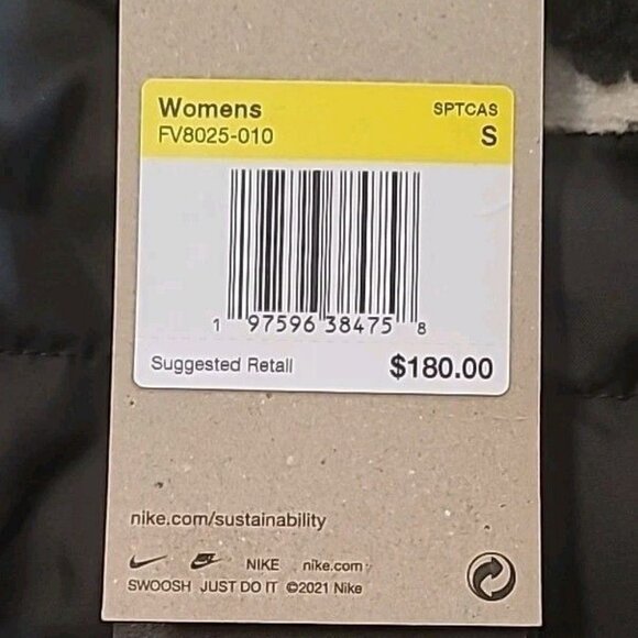 Nike Therma-FIT Sportswear Women's Small Black White High-Pile Jacket FV8025-010 - Picture 2 of 6